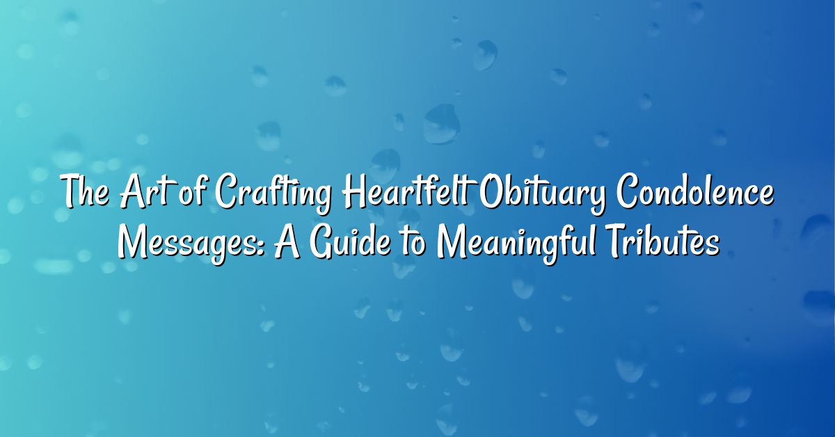 The Art of Crafting Heartfelt Obituary Condolence Messages: A Guide to Meaningful Tributes